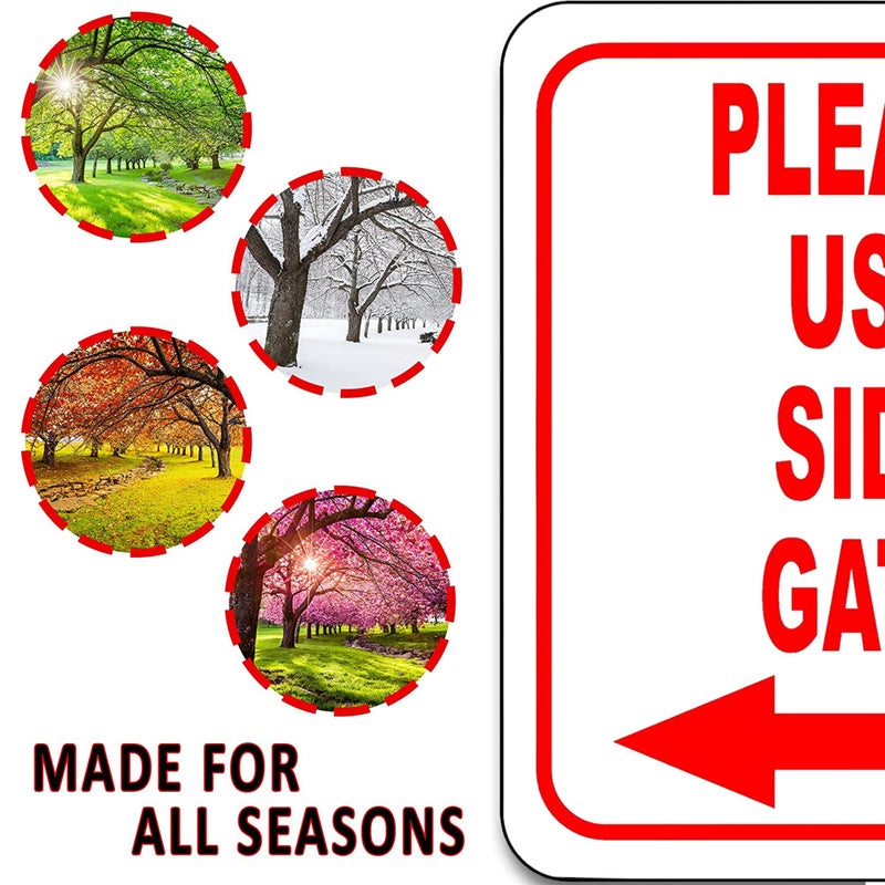 Work House Signs Please Use Side Gate Left Arrow Aluminum Composite Sign - Signs for Outdoor Gate, Street Signs for Construction Site, Indoor Outdoor Signs for Home, Office - 8.5" x 10" - Image 4